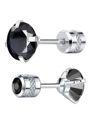 1 paio di orecchini a bottone con zirconi cubici in titanio puro con retro piatto 5A, adatti per donne e uomini, regalo di gioielli per orecchie sensibili platinumshop