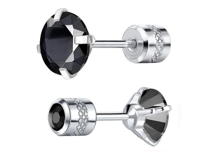1 paio di orecchini a bottone con zirconi cubici in titanio puro con retro piatto 5A, adatti per donne e uomini, regalo di gioielli per orecchie sensibili platinumshop