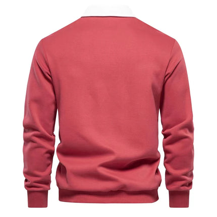 2025 Spring Autumn Polo Neck Sweatshirts for Men Fashion Smart Casual Cotton Mens Hoodies Sweatshirts High-Quality Pullover Tops