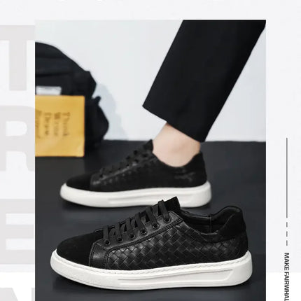 Sneakers Premium Breathable Woven Black Casual Shoes for Men Lightweight Comfortable Daily Walking Outdoor Footwear