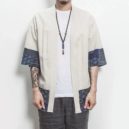 New Cotton Linen Shirt giacche uomo 2023Chinese Streetwear Kimono Shirt Coat Casual comodo Cardigan da uomo Plus Size 5XL