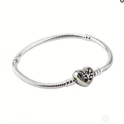 Bracciale con ciondolo in argento sterling 925 di Fmrose Jewelry per la moda femminile, bracciale classico a forma di cuore, gioielli di alta qualità PlatiNum