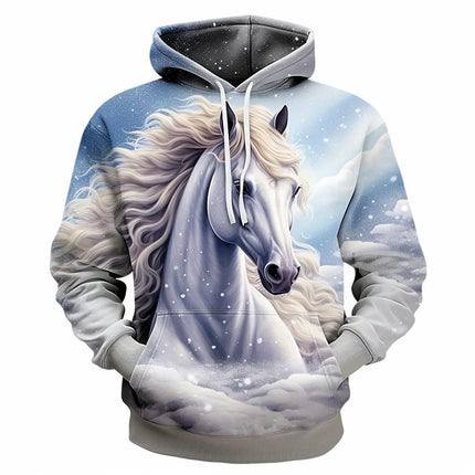 Horse Animal Graphic 3D Print Hoodies Men Women Hooded Sweatshirts Oversized Harajuku Pullover Tracksuit Coat Man Clothing