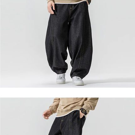 Jeans Dritti da Uomo Primavera Autunno Stile Retrò Casual High Street Gamba Larga Pantaloni in Denim Uomo Hip Hop Oversize Streetwear