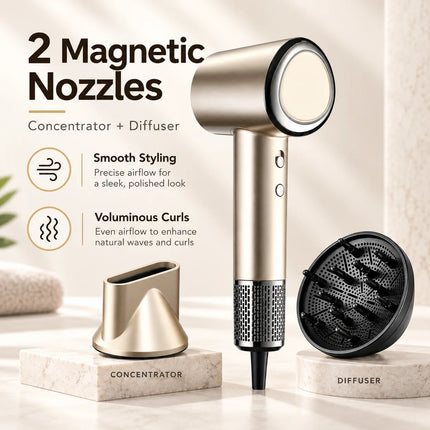 1600W High Speed Hair Dryer RH1886 BLDC Motor 200 Million Negative Ions 4 Heat Settings 2 Speeds Concentrator Diffuser