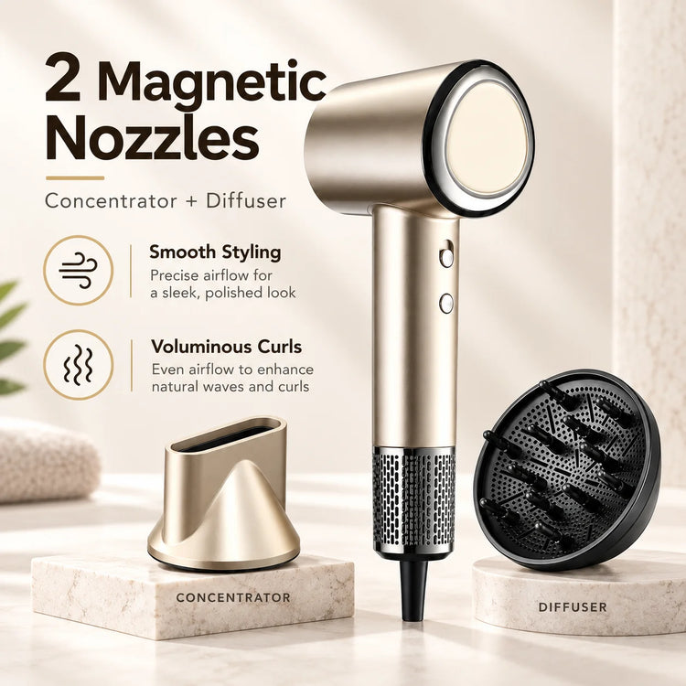 1600W High Speed Hair Dryer RH1886 BLDC Motor 200 Million Negative Ions 4 Heat Settings 2 Speeds Concentrator Diffuser
