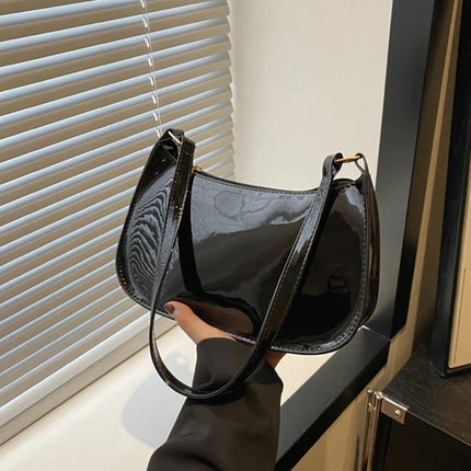 Retro Solid Color PU Leather Shoulder Underarm Bag Women's Fashion Handbags Casual Hobos Purses and Handbag Ladies Hand Bags PlatiNum