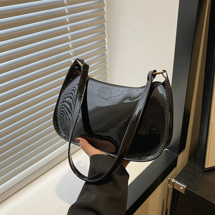 Retro Solid Color PU Leather Shoulder Underarm Bag Women's Fashion Handbags Casual Hobos Purses and Handbag Ladies Hand Bags PlatiNum