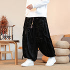 Pantaloni di velluto da uomo autunno inverno retrò drago stampa pantaloni larghi da uomo stile cinese pantaloni casual a gamba larga per uomo taglie forti 5XL