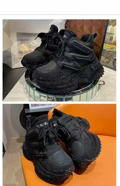 7.5cm Height Increase Autumn and Winter Thick Soled Women's Sports Shoes 2026 New Casual Walking Sneakers Ladies' Dad Shoes