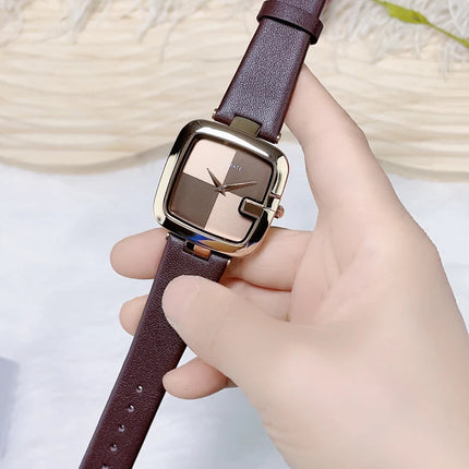 Elegante orologio da donna con movimento al quarzo in stile minimalista nordico ultrasottile con cinturino in vera pelle alla moda e confezione regalo platinumshop