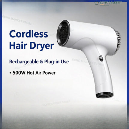 Cordless & Plug-in Dual Use Hair Dryer, 500W Low Power Portable Blow Dryer