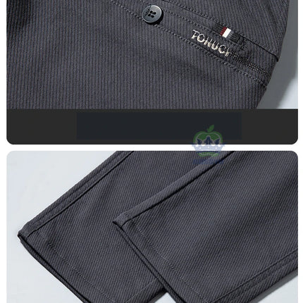 Autumn Winter Cotton Fabric Stretch Casual Pants Men Slim Fit Grey Black Korea Work Classic Brown Cargo Trousers Male 28-38