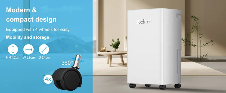 LOEFME Deumidificatore Elettrico Sbrinamento 24H Timer Smart Home Camera Da Letto Seminterrato Automatico 16L/24H 2L Serbatoio Acqua con Ruote Tubi
