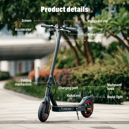 Monopattino Elettrico W3 con Motore da 350W, Batteria 36V10.4Ah, Autonomia 24-34km, Velocità Massima 30km/h, Trazione Posteriore, Pneumatici ad Aria