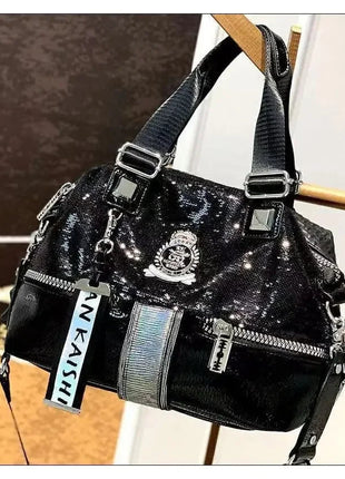 Large Capacity Handbag Female 2024 New Trend High-Grade Fashion Sequins Messenger Bag Luxury Designer Casual Tote Shoulder Bags PlatiNum