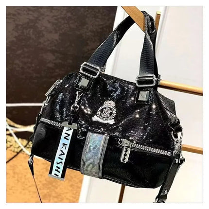 Large Capacity Handbag Female 2024 New Trend High-Grade Fashion Sequins Messenger Bag Luxury Designer Casual Tote Shoulder Bags PlatiNum