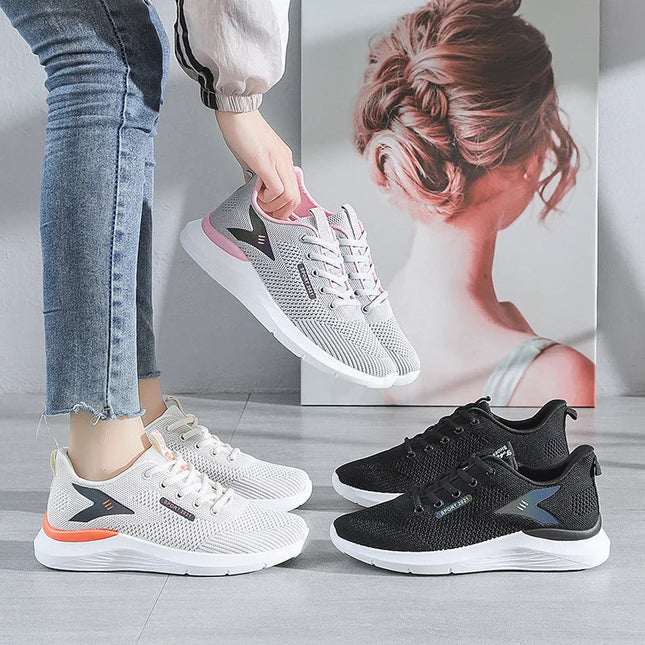2025New Women's Trendy Sports Shoes Fashion Mesh Casual Shoes Lightweight Breathable Running Shoes PlatiNum