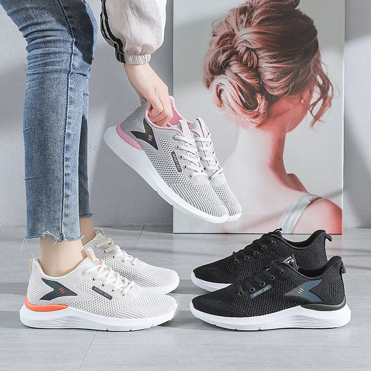 2025New Women's Trendy Sports Shoes Fashion Mesh Casual Shoes Lightweight Breathable Running Shoes PlatiNum