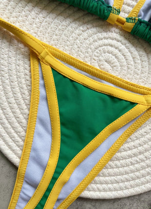 Costume da Bagno Bikini Brasiliano Ricamato a Contrasto con Patchwork per Donna - Set Estivo da Spiaggia platinumshop