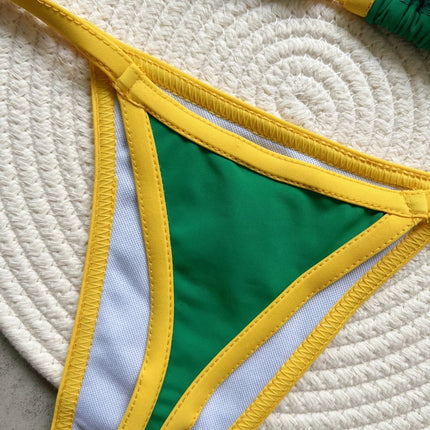 Costume da Bagno Bikini Brasiliano Ricamato a Contrasto con Patchwork per Donna - Set Estivo da Spiaggia platinumshop