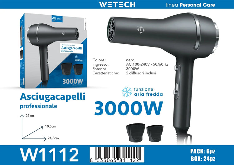 Constant Temperature Blow Dryer 3000W Professional Type With Dual Nozzles For Salon Stable Healthy Hair Drying
