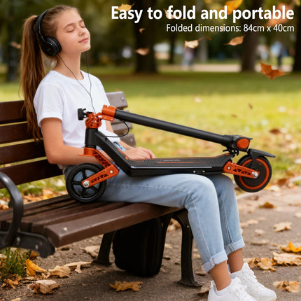 Monopattino elettrico per bambini dai 6 ai 14 anni, monopattino elettrico pieghevole da 6,5 pollici con schermo LED regolabile a 3 livelli, monopattino elettrico leggero per bambini con luci, autonomia massima di 15/7/