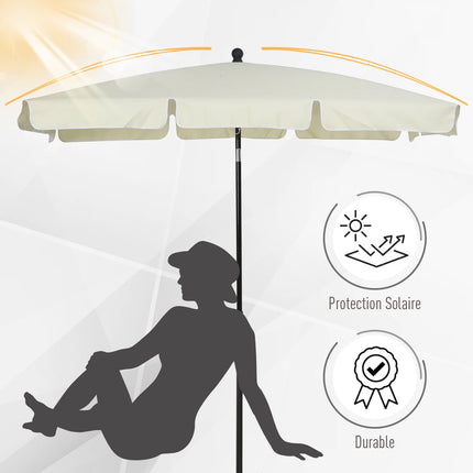 Outsunny Rectangular Straight Tilt Garden Parasol in Aluminum and High-Density Polyester 2 x 1.3 m Light Beige