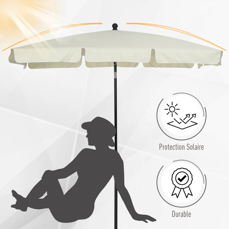 Outsunny Ombrellone da giardino rettangolare dritto inclinabile in alluminio e poliestere ad alta densità 2 x m 1,3 beige chiaro