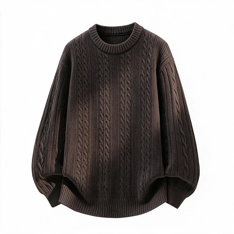 New Trendy Autumn and Winter Jacquard Pattern Pullover Sweater Casual Round Neck Color-Blocking Knit Men's Pullover