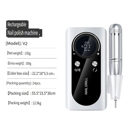 Wireless Portable Rechargeable Electric Nail Polishing Machine New Cordless Nail Surface Polisher Gel Nail Remover Professional Home Salon Manicure Pedicure Care Tool For DIY Nail Art Design