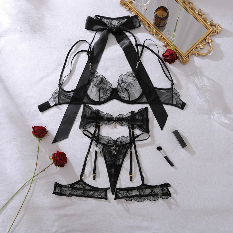 Willowy Lingeries Sexy Hot Exclusive Bra 3PC Seductive Honey Attractive Jewel Premium Satin Blindfold Mysterious Delicate Set