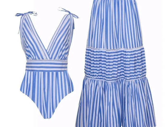 2025 Flaxmaker Nuove donne Costumi da bagno Bowknot A righe Costume intero con scollo a V Costume da bagno Costume da bagno estivo Beachwear Body platinumshop