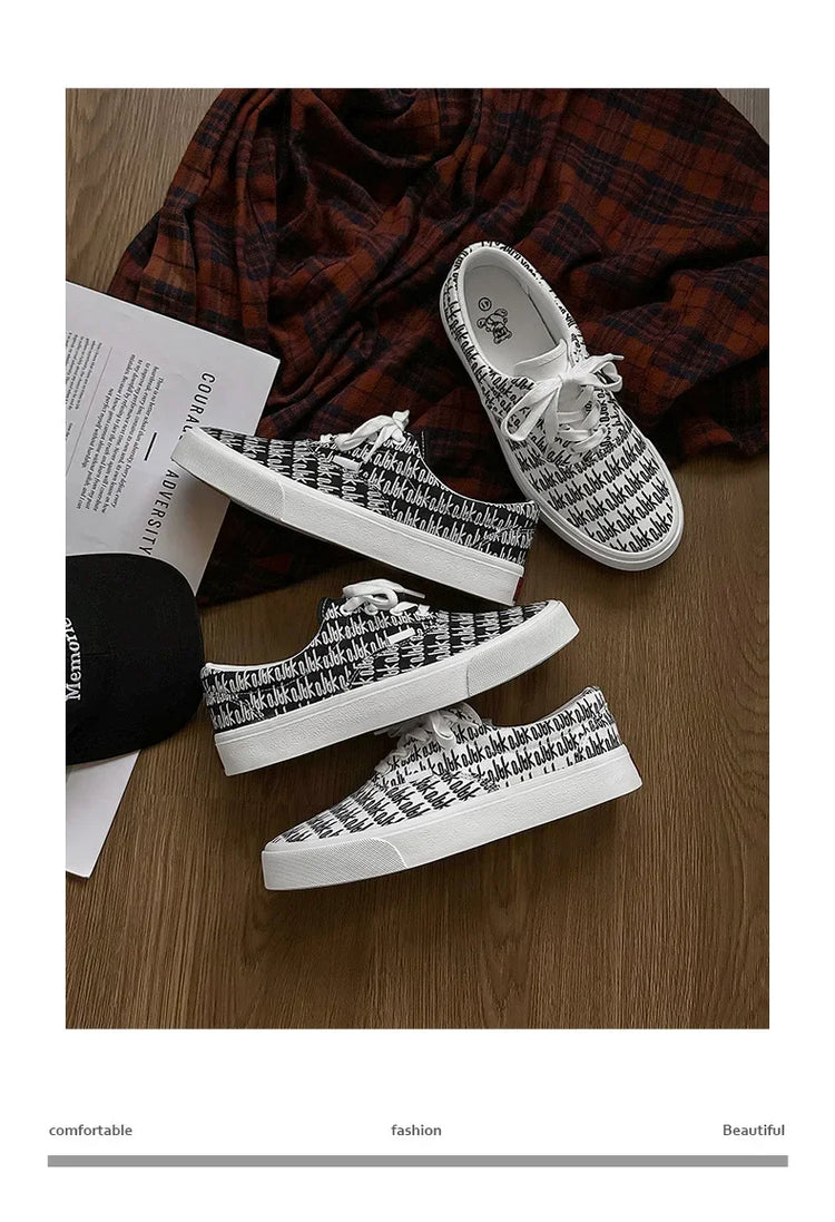 Designer Canvas Casual shoes for men  Flats Vulcanized Shoes Original printed sneakers male Skateboard street shoes men Tennis