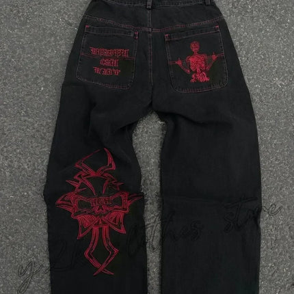 Streetwear New Fashion Stampa oversize Jeans larghi Y2K Harajuku Hip-hop Vintage Popolare Goth Pantaloni a gamba larga a vita alta Pantaloni