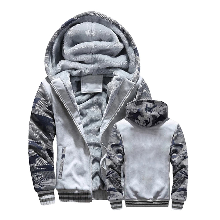 Winter Jacket Men Warm Coat Thick Fleece Male Zipper Hooded Jackets Casual Hooded Sportswear Outerwear Long Sleeves Sports Hoody