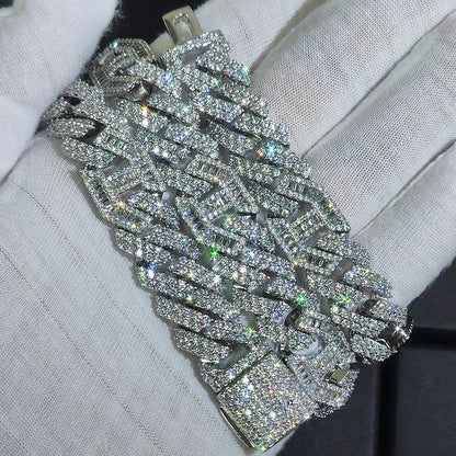 Hip Hop 15mm Iced Out catena a maglia cubana Shiny CZ Stone Pink collana cubana con naso di maiale placcato a due colori per donna uomo