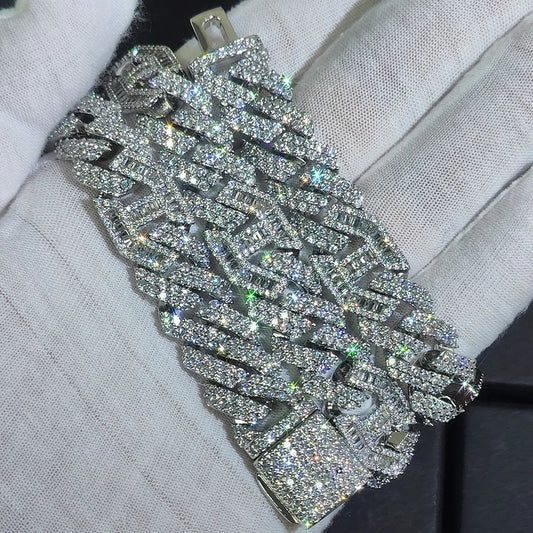 Hip Hop 15mm Iced Out catena a maglia cubana Shiny CZ Stone Pink collana cubana con naso di maiale placcato a due colori per donna uomo