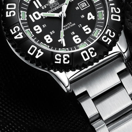 ADDIESDIVE 44mm Men's  Wrist Watch 50m Water Resistant Large Luminous Dial Date Display Stainless Steel Men's Quartz Watch