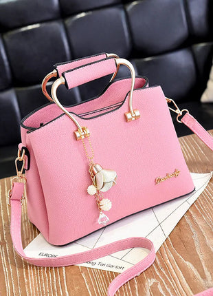 Yogodlns Luxury Pendant Handbag For Women PU Leather Tassel Shuolder Bag Designer Handle Bag Brand Shopping Mommy Shoudler Bag PlatiNum