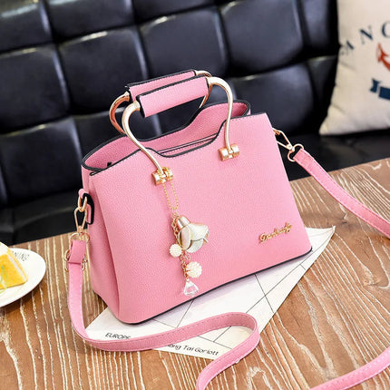 Yogodlns Luxury Pendant Handbag For Women PU Leather Tassel Shuolder Bag Designer Handle Bag Brand Shopping Mommy Shoudler Bag PlatiNum