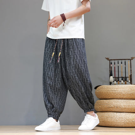 Pantaloni a Gamba Larga Stile Cinese in Corduroy, Pantaloni Lantern da Uomo, Comodi e Traspiranti per Autunno e Inverno, Jogger Casual