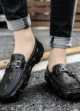 Scarpe Casual da uomo in vera pelle stile coccodrillo mocassini per scarpe comodi da uomo scarpe da uomo Casual Slip on semplici scarpe da guida