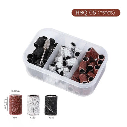 Nail Sanding Ring Bands 80/120/180/240 Grit Electric Manicure Drill Grinding Heads UV Gel Polish Removal Pedicure Abrasive Tools 2028