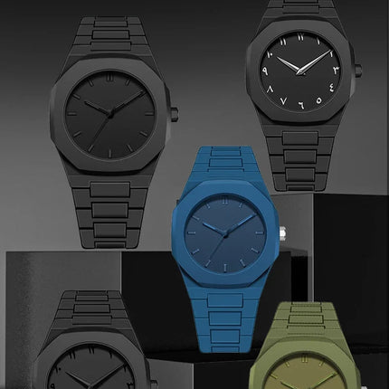Orologio al quarzo dal design minimalista per uomo, casual, leggero, cinturino in plastica, impermeabile, sportivo, da lavoro, orologio creativo da uomo platinumshop