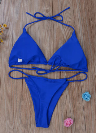 Costume da bagno sexy perizoma con cravatta laterale e cravatta da donna, cinturino diviso, fasciatura regolabile, stile brasiliano, costumi da bagno da donna platinumshop