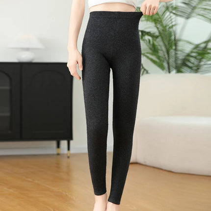 2025 Autumn&Winter Women Knitted Cashmere Wool Pants  Warm Receiving abdomen High elasticity High-quality Basic Slimming legging PlatiNum