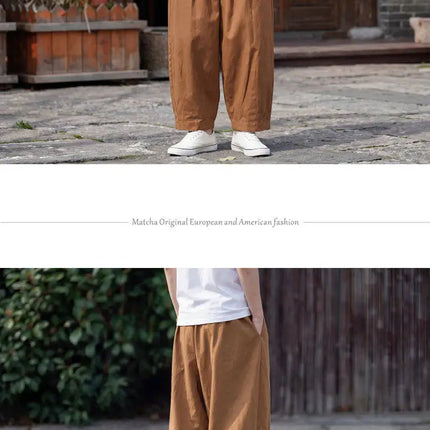 Pantaloni casual da uomo tinta unita primavera estate comodi e alla moda a gamba dritta, pantaloni giapponesi leggeri e sottili Harun a gamba larga