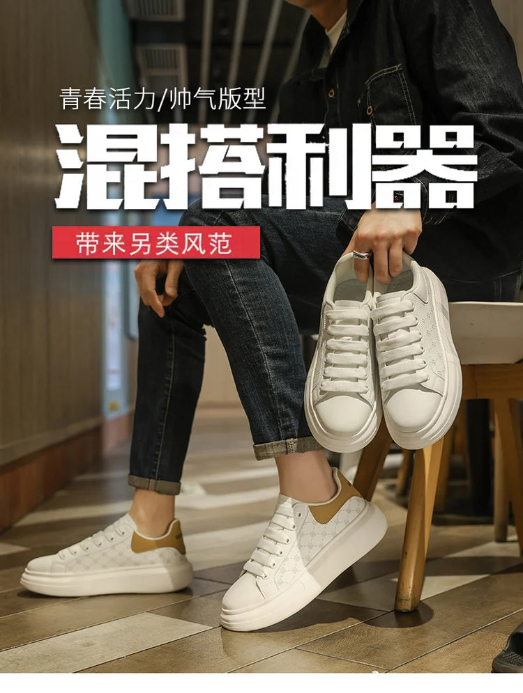Leather Men Shoes Sneakers Trend Casual Shoe Breathable Leisure Male Sneakers Non-slip Footwear Men Vulcanized Shoes2026