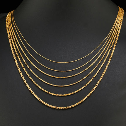 0.6/0.8/1/1.2/1.8/2.3mm di larghezza in acciaio inossidabile piccola catena sottile collana color oro per le donne ragazza chocker gioielli di moda regalo PlatiNum